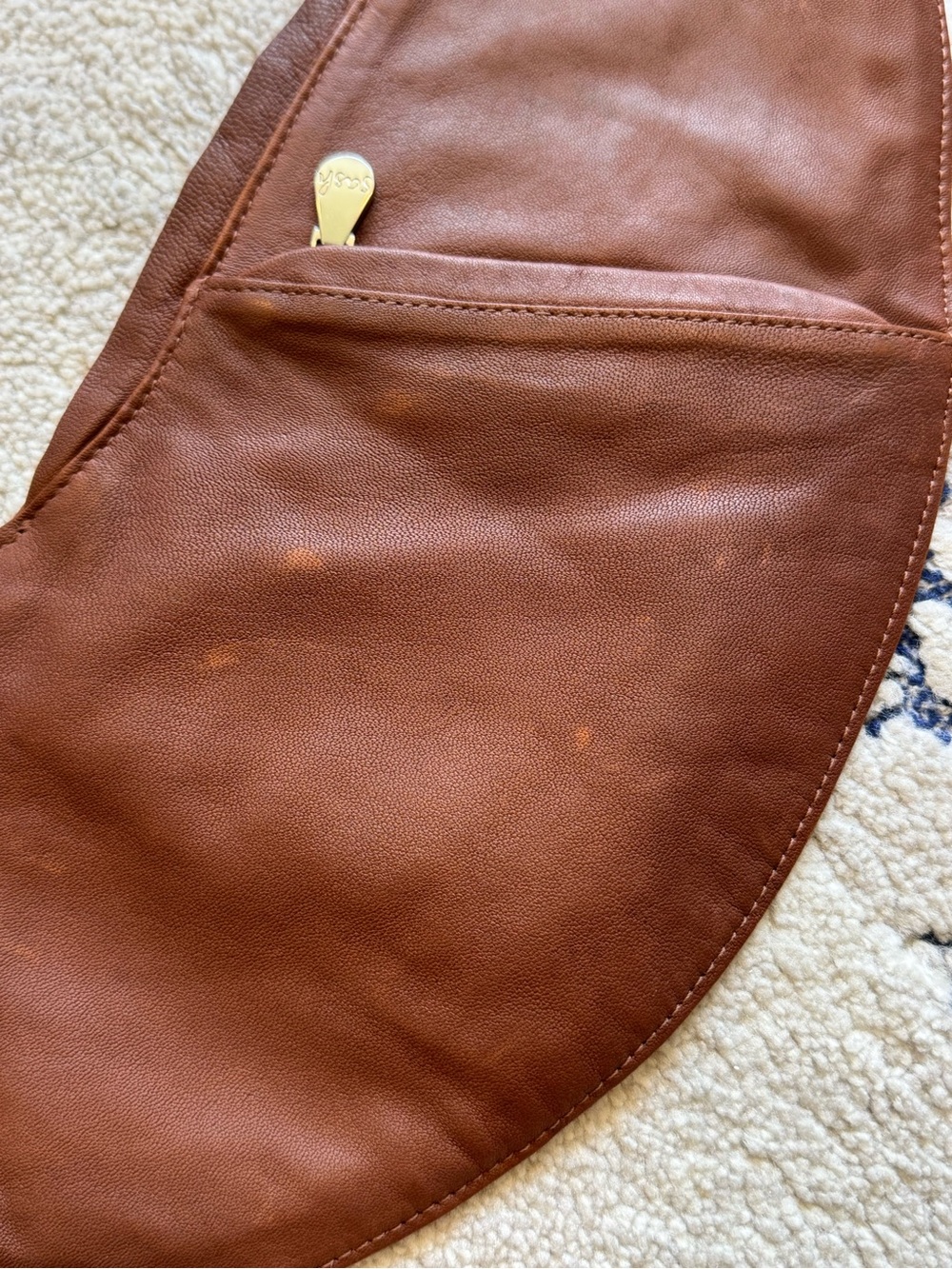 The Sash Bag Classic Reversible Leather Crossbody Brown Black EUC - Picture 7 of 10